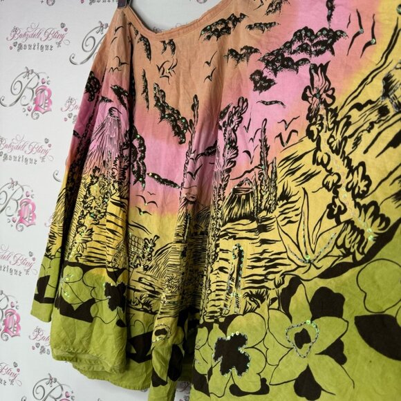 RDI Hawaii skirt sequin ombré pink orange yellow green sparkly shimmer volcano - Picture 10 of 15